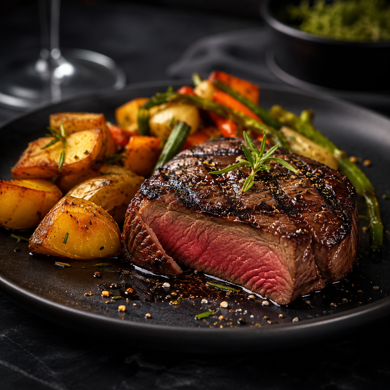 Steak grillé & légumes